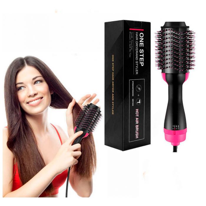3-in-1 One Step Hot Air Brush Hair Dryer & Styler – Drying, Straightening & Volumizing Brush