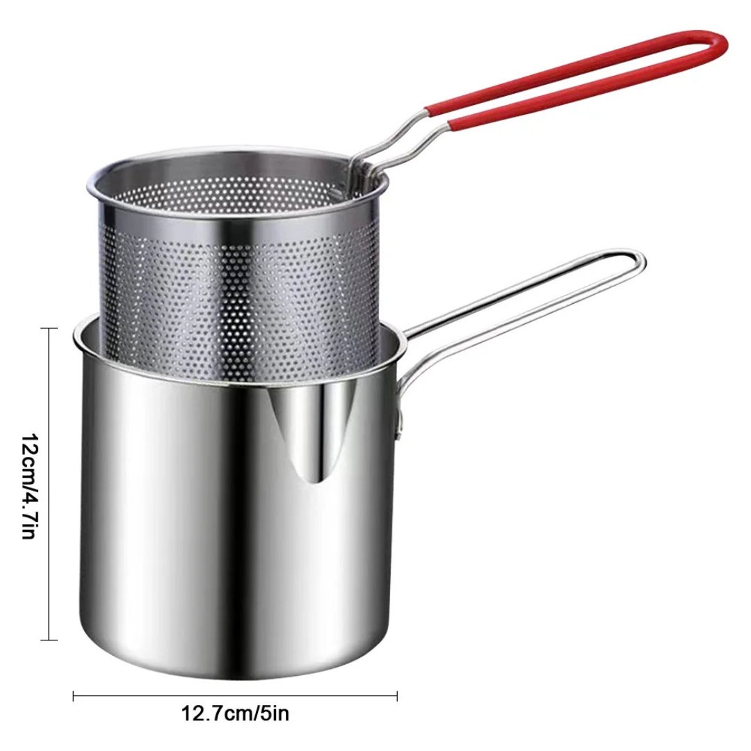Deep Fryer Pot with Basket – 1.2L Stainless Steel