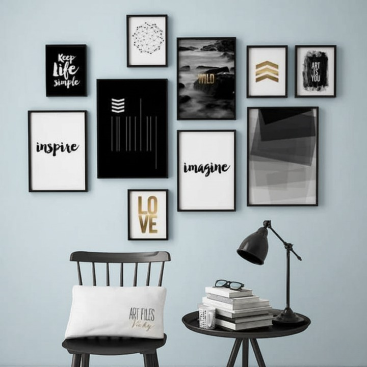 Motivational Wooden Wall Art Frame Set of 10