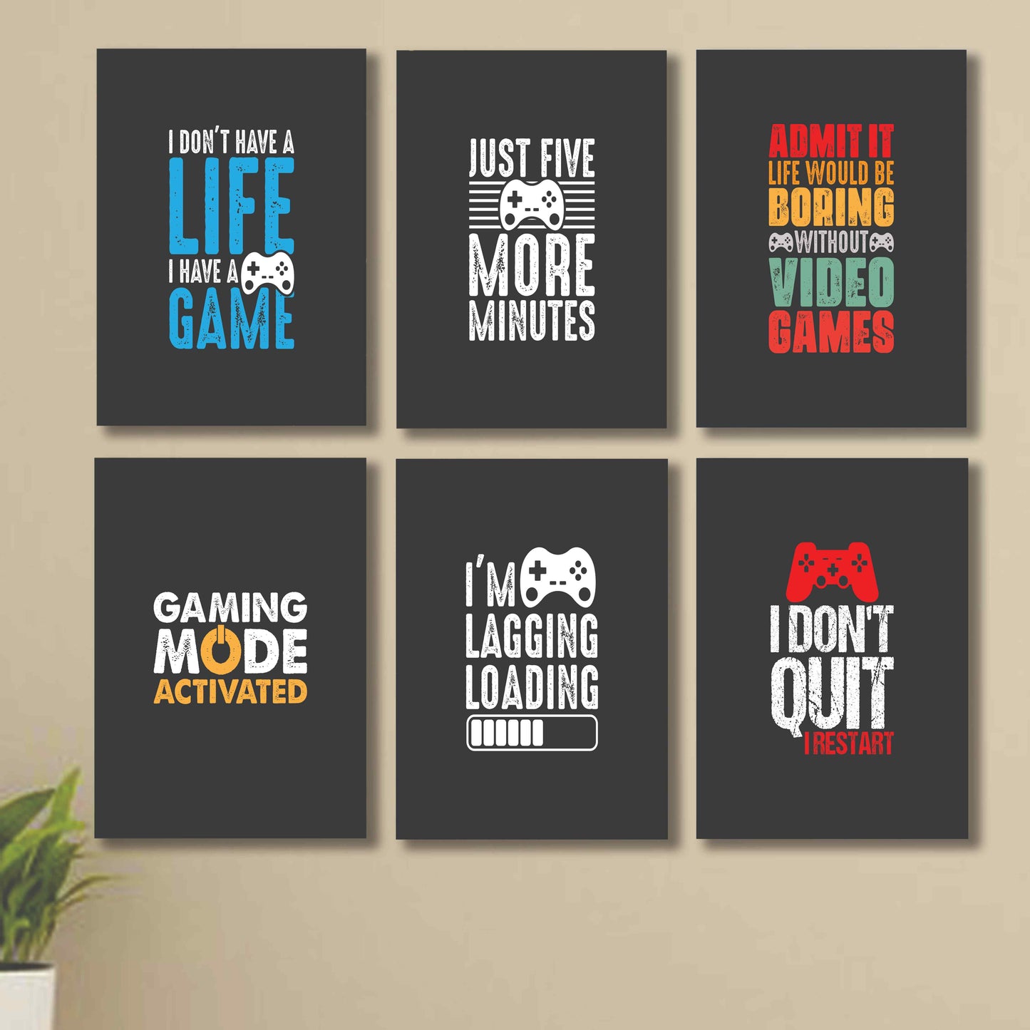 Set of 6 Wall Art Wooden Phototile Frames for Wall Decor