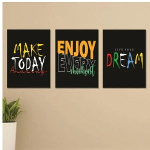 Set of 3 Wooden Photo Tile Wall Art Frames
