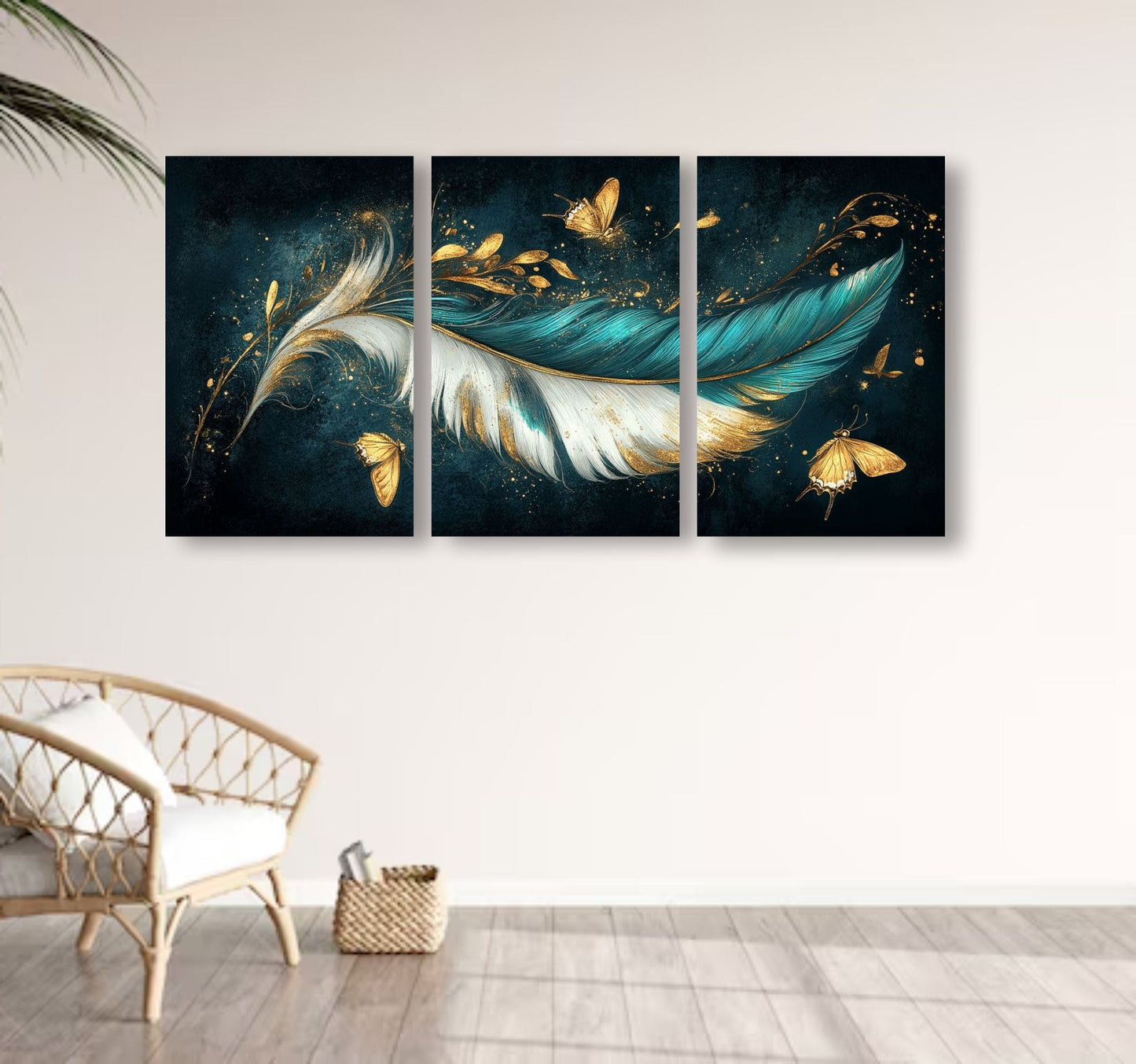 Set Of 3 Leaf Art Wooden Frames For Wall Decoration