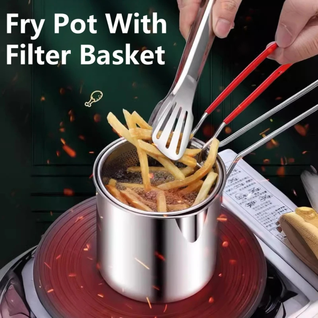 Deep Fryer Pot with Basket – 1.2L Stainless Steel