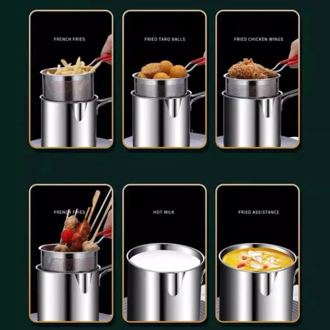 Deep Fryer Pot with Basket – 1.2L Stainless Steel