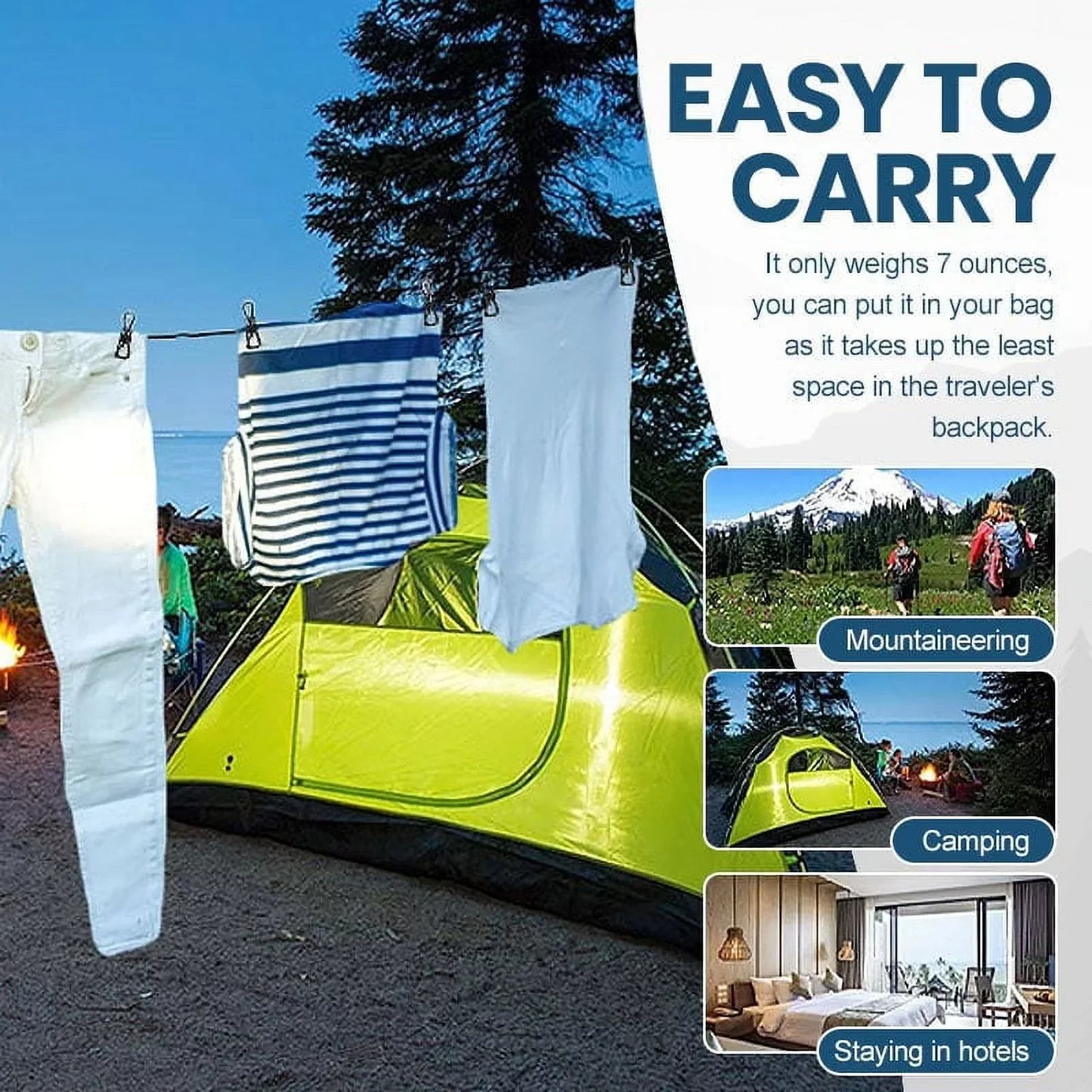 Windproof Stretchable Clothesline - 12 Clips